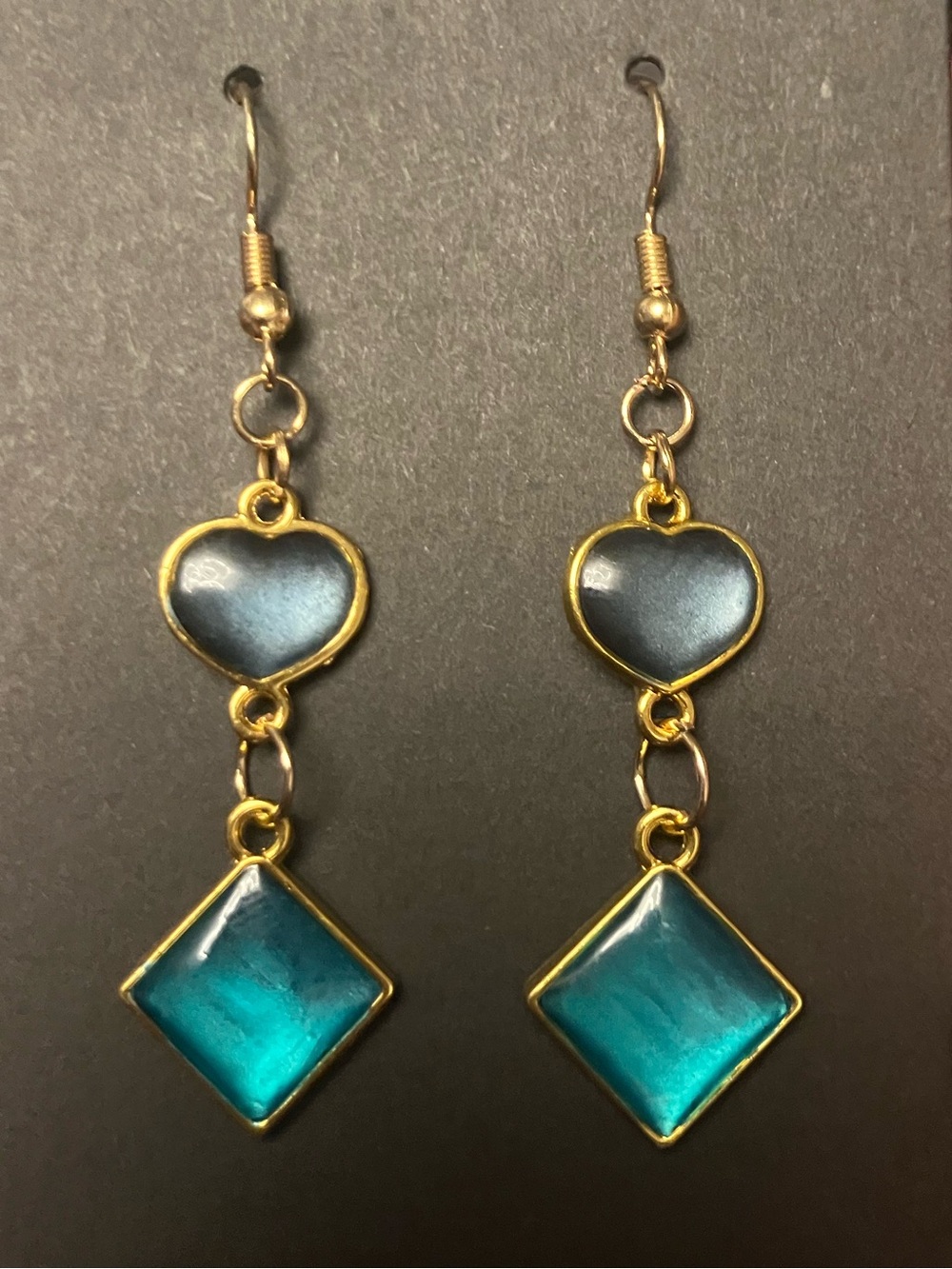 Midnight heart handmade earrings